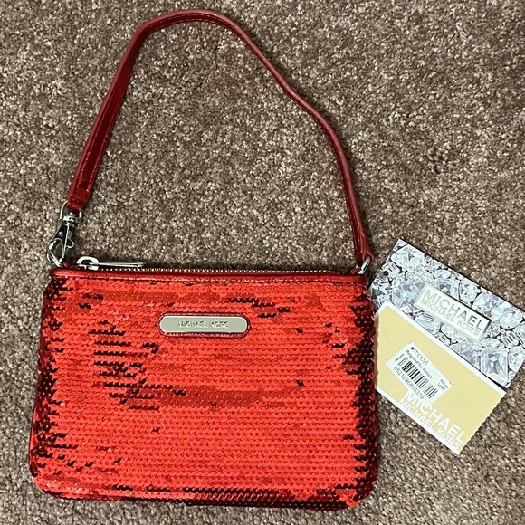 Michael Kors Red Sequin Wristlet - Picture 1 of 10